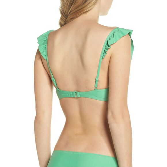 J CREW ruffle swim beach pool bikini top in bright spearmint green Size XXL NEW - Picture 4 of 6
